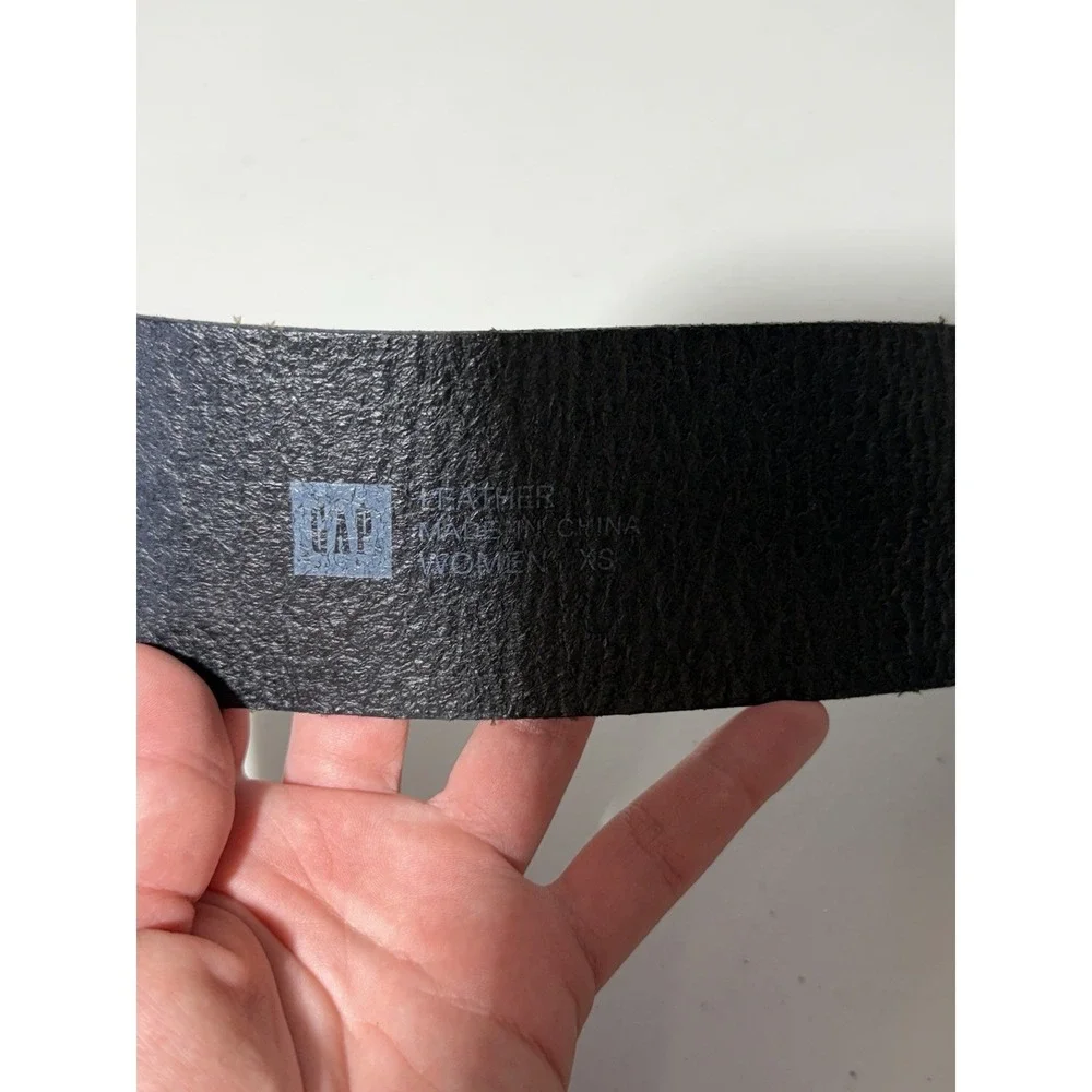 GAP Women's XS Black Leather Waist Belt Double Strap Silver Buckle Grunge